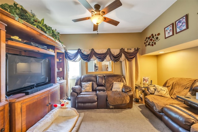 1623 Washington Ave, Bohemia, NY 11716 - living area featuring a ceiling fan and carpet flooring