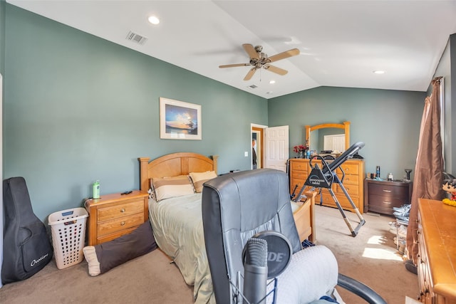 1623 Washington Ave, Bohemia, NY 11716 - carpeted bedroom featuring lofted ceiling, ceiling fan, and recessed lighting
