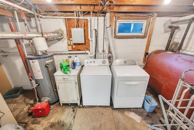 1623 Washington Ave, Bohemia, NY 11716 - washroom featuring washing machine and clothes dryer, electric water heater, oil tank, and electric panel