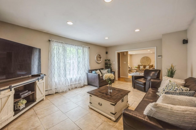 2 Caryl Pl, Kings Park, NY 11754 - living room featuring recessed lighting and light tile patterned flooring