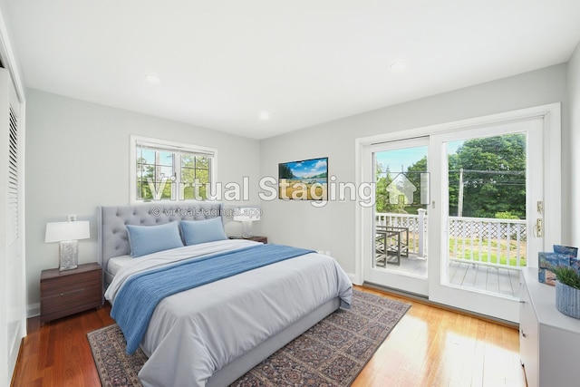 1 Renee Gate St, Cortlandt Manor, NY 10567 - bedroom featuring access to outside, wood finished floors, recessed lighting, and baseboards