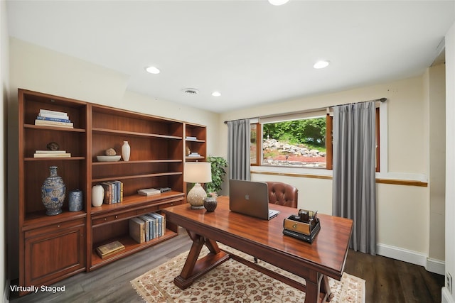 1 Renee Gate St, Cortlandt Manor, NY 10567 - office space with dark wood-style flooring, baseboards, and recessed lighting
