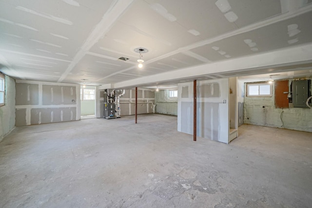 2939 N Wading River Rd, Wading River, NY 11792 - below grade area with electric panel, heating unit, and healthy amount of natural light