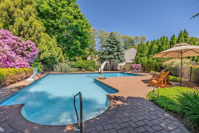 4 Pak Ct, East Setauket, NY 11733 - view of pool featuring a water slide and a patio