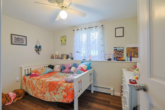 8 Country Ln, Warwick, NY 10990 - bedroom with baseboard heating, wood finished floors, and a ceiling fan