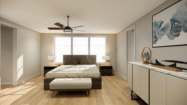 2 Henry St, Great Neck, NY 11023 - bedroom with light wood-type flooring, baseboards, and a ceiling fan
