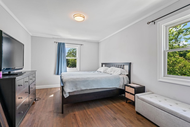 170 Lenox St, Port Jefferson Station, NY 11776 - bedroom with dark wood-type flooring, ornamental molding, and baseboards