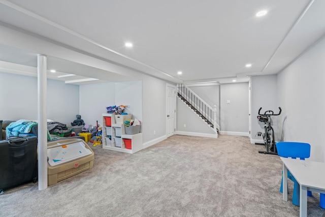 170 Lenox St, Port Jefferson Station, NY 11776 - rec room with recessed lighting, carpet, and baseboards