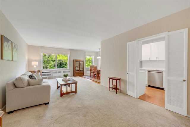 177 E Hartsdale Ave Unit 5L, Hartsdale, NY 10530 - living room with radiator heating unit and light carpet