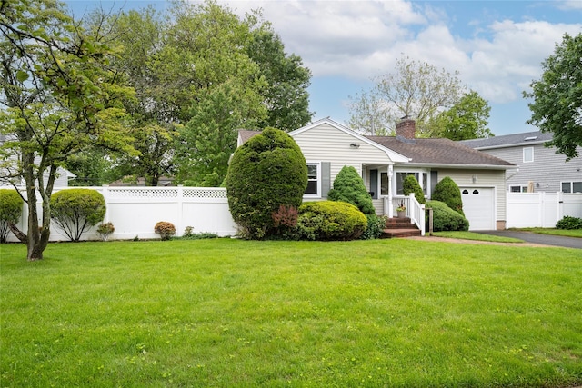 29 Newmarket Rd, Syosset, NY 11791 - view of front of home with a garage, a chimney, and driveway