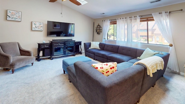 235 Panorama Ct, Poughkeepsie, NY 12603 - carpeted living area featuring lofted ceiling and a ceiling fan