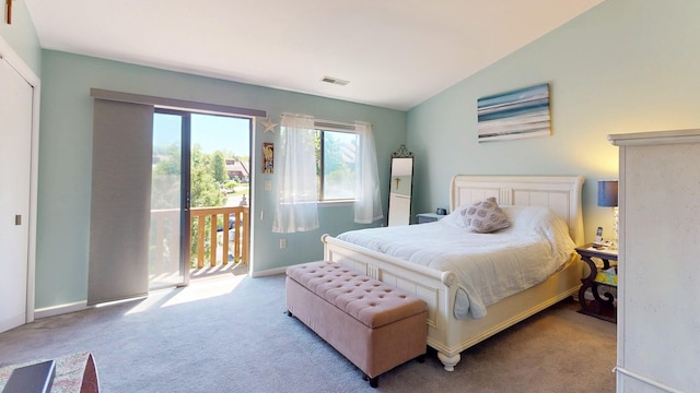 235 Panorama Ct, Poughkeepsie, NY 12603 - bedroom with access to outside, carpet floors, lofted ceiling, and baseboards