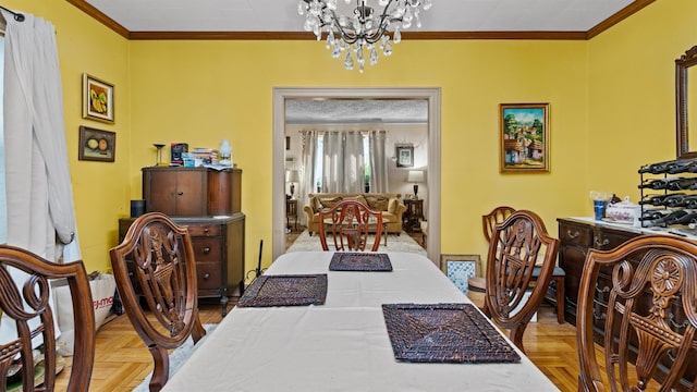 82-60 166th St, Jamaica, NY 11432 - dining room with crown molding and a chandelier