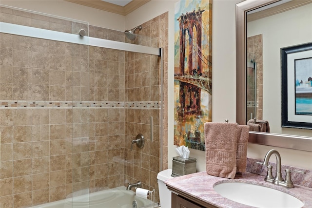 25 Cliff Rd W, Wading River, NY 11792 - bathroom with vanity, tub / shower combination, toilet, and crown molding