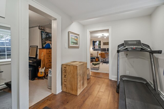 63 Liberty St, Beacon, NY 12508 - exercise room featuring hardwood / wood-style flooring and plenty of natural light