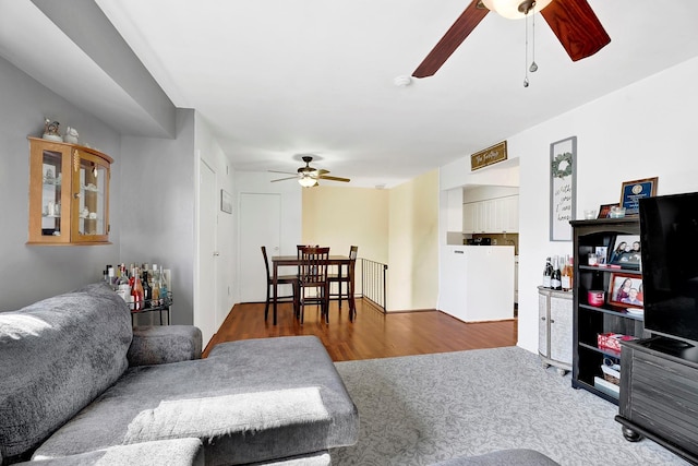 10 Point Cir S Unit 10, Coram, NY 11727 - living room featuring a ceiling fan and wood finished floors