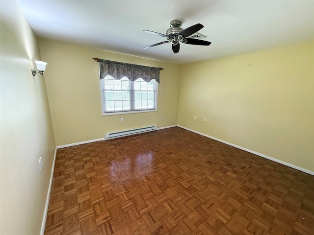 286 Berwick Ct Unit A, Ridge, NY 11961 - empty room with a baseboard heating unit, a ceiling fan, and baseboards