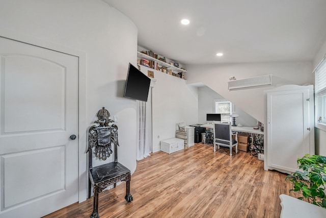 29 Montauk St, Selden, NY 11784 - home office with wood finished floors, recessed lighting, and lofted ceiling