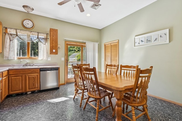 312 Diddell Rd, Poughkeepsie, NY 12603 - dining area with ceiling fan and baseboards