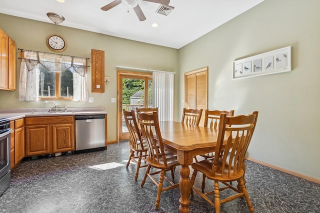 312 Diddell Rd, Poughkeepsie, NY 12603 - dining room with ceiling fan and baseboards