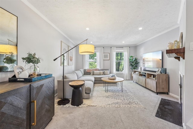 7 Washington Mews Unit 7, Port Chester, NY 10573 - living room featuring carpet, crown molding, and recessed lighting