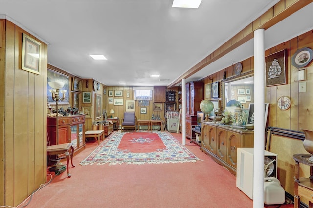 207 N 3rd St, Bethpage, NY 11714 - sitting room with carpet flooring and wood walls