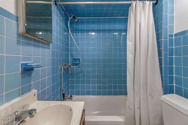 4 Oakley Pl, Mount Vernon, NY 10550 - full bathroom featuring tile walls, toilet, shower / tub combo, and vanity