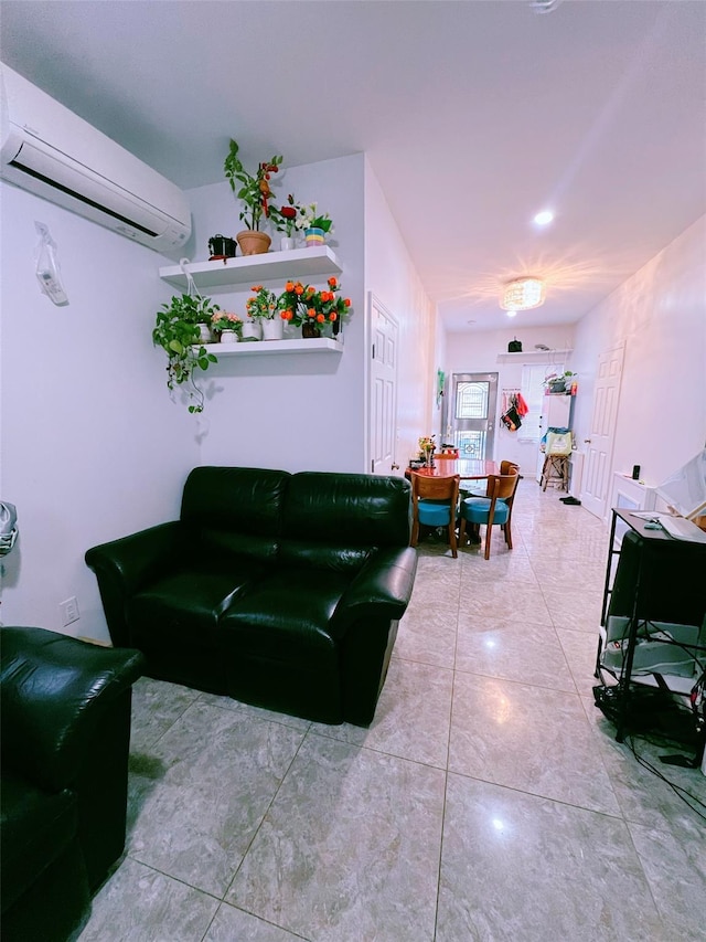 94-30 50th Ave, Elmhurst, NY 11373 - living room with a wall mounted AC and marble finish floors
