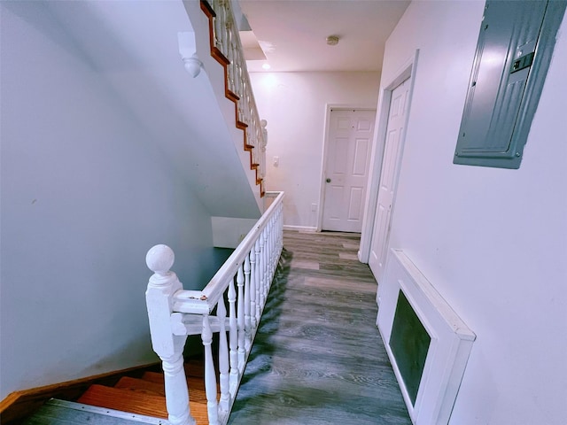 94-30 50th Ave, Elmhurst, NY 11373 - stairway with electric panel, wood finished floors, and baseboards
