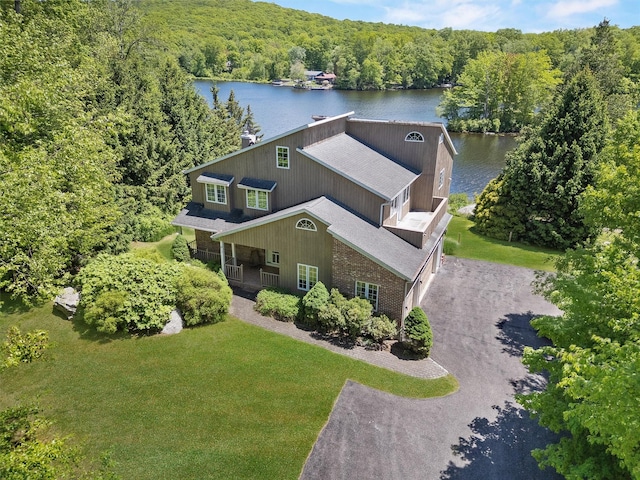 138 Jansen, Holmes, NY 12531 - view from above of property with a nearby body of water and a heavily wooded area