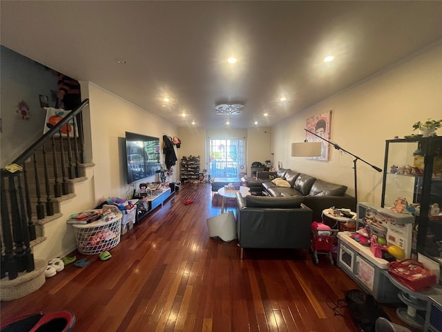 167-11 Powells Cove Blvd Unit 27, Beechhurst, NY 11357 - living room featuring hardwood / wood-style flooring and stairs