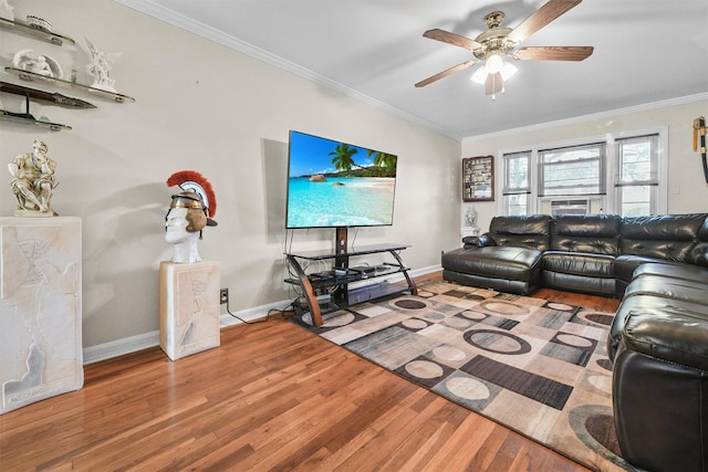 4 Leewood Cir Unit 4L, Eastchester, NY 10709 - living area with wood finished floors, ceiling fan, ornamental molding, and baseboards