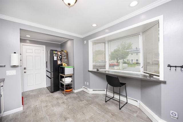 11 Myrtle Ln, Levittown, NY 11756 - office space with wood finished floors, ornamental molding, baseboards, and recessed lighting