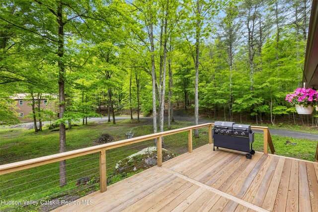 48 Deer Park Rd, Cairo, NY 12473 - wooden deck with a lawn and area for grilling