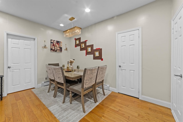 3632 Willett Ave, Bronx, NY 10467 - dining room with light wood-type flooring, recessed lighting, baseboards, and a chandelier