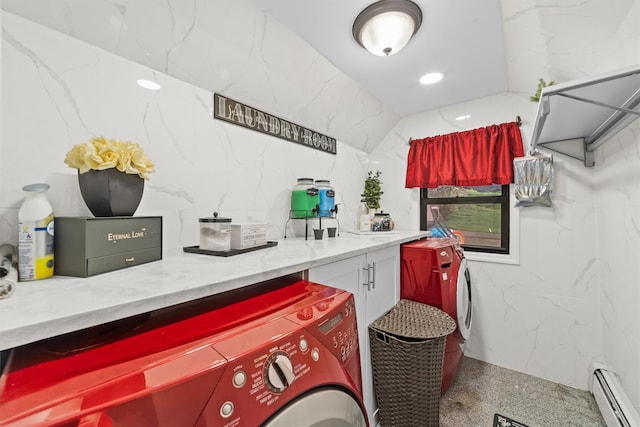 3632 Willett Ave, Bronx, NY 10467 - laundry area with baseboard heating, a sink, and washing machine and dryer