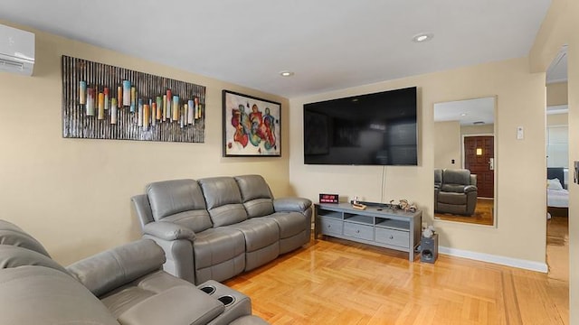 3217 Tenbroeck Ave, Bronx, NY 10469 - living area with a wall unit AC, baseboards, and recessed lighting