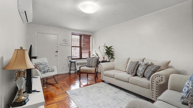 3217 Tenbroeck Ave, Bronx, NY 10469 - living area with an AC wall unit and baseboards