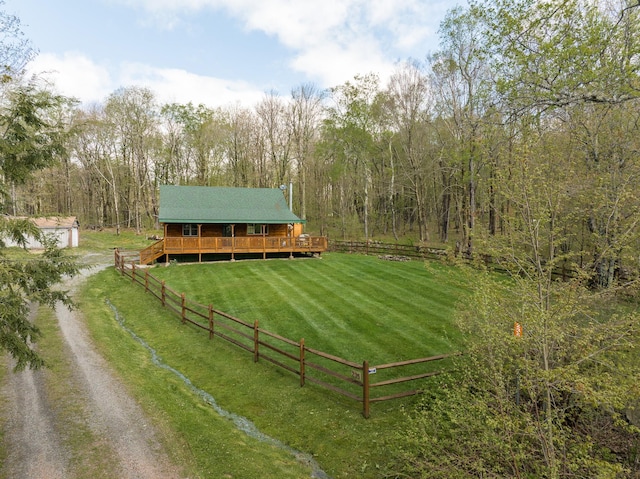 235 Terwilliger Rd, Livingston Manor, NY 12758 - rear view of property featuring a deck, a rural view, and a wooded view