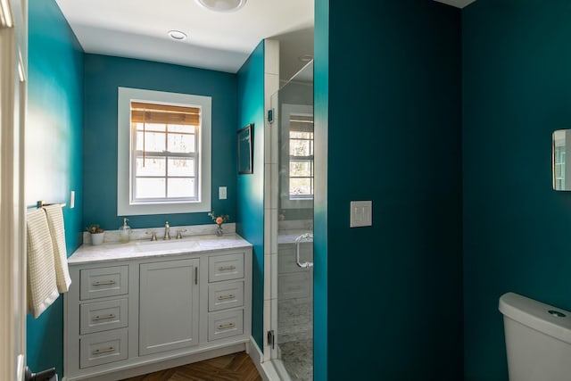 235 Terwilliger Rd, Livingston Manor, NY 12758 - full bath with a stall shower, toilet, and vanity