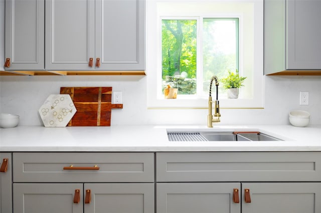 300 Seminary Hill Rd, Carmel, NY 10512 - kitchen with a sink, gray cabinetry, and light countertops