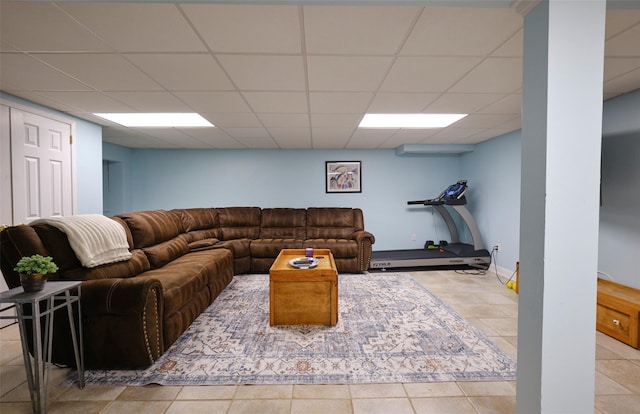 21 Deepdale Dr, Manhasset, NY 11030 - tiled living room with a paneled ceiling