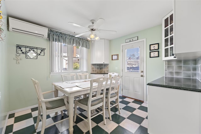 45-31 169th St, Flushing, NY 11358 - dining space featuring light flooring, an AC wall unit, and healthy amount of natural light