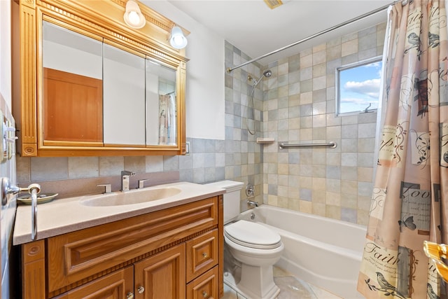 45-31 169th St, Flushing, NY 11358 - full bathroom with shower / bath combo, toilet, vanity, and tile walls