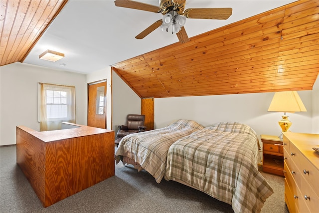 45-31 169th St, Flushing, NY 11358 - bedroom featuring lofted ceiling, carpet floors, wooden ceiling, and ceiling fan