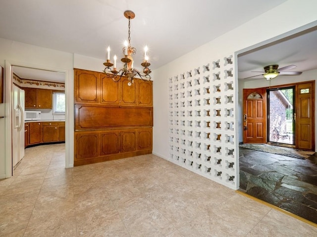 3 Brookland Farms Rd, Poughkeepsie, NY 12601 - unfurnished dining area featuring a chandelier and ceiling fan