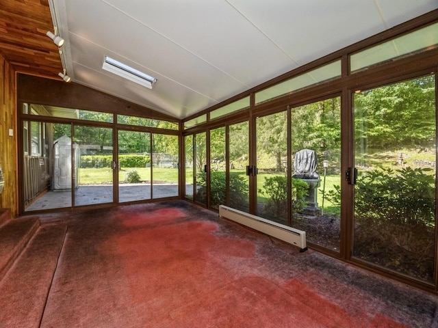 3 Brookland Farms Rd, Poughkeepsie, NY 12601 - unfurnished sunroom featuring a baseboard heating unit and vaulted ceiling