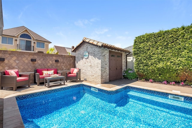158-44 87th St, Howard Beach, NY 11414 - view of swimming pool with an outbuilding and an outdoor hangout area