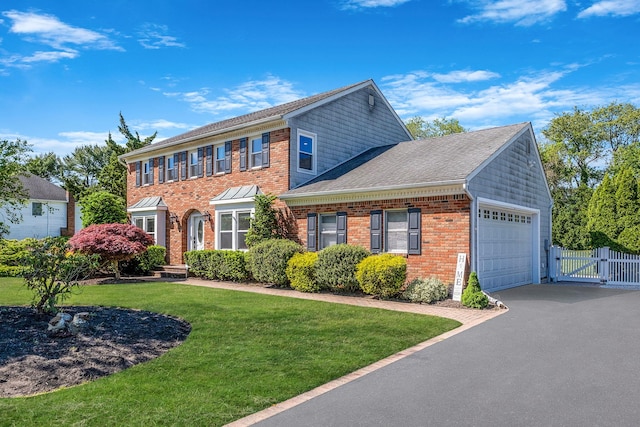 20 Vineyard Way, Mount Sinai, NY 11766 - view of front of house featuring a gate, driveway, a garage, brick siding, and roof with shingles