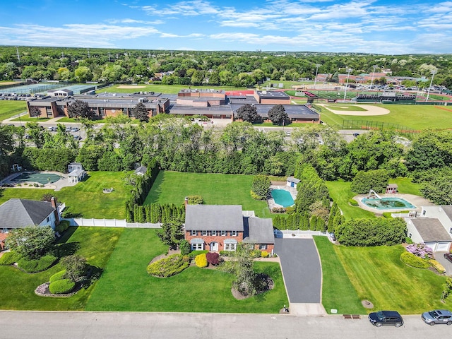 20 Vineyard Way, Mount Sinai, NY 11766 - drone / aerial view of a tree filled landscape and a pool